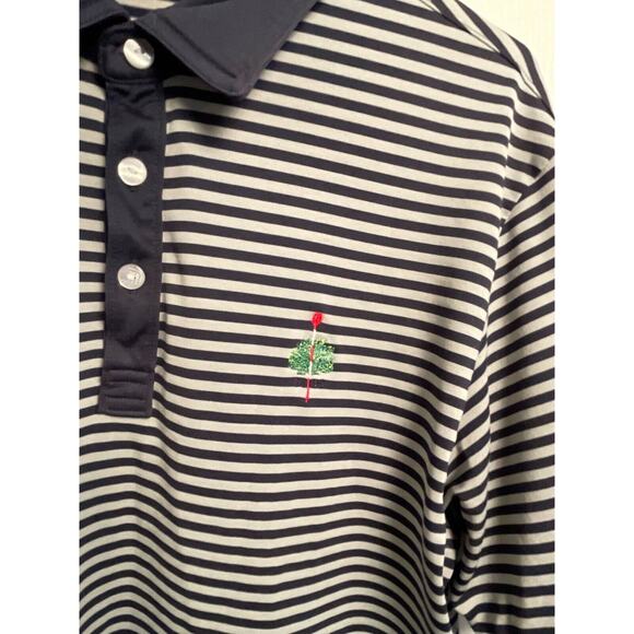 Travis Mathew Merion Golf Club Stripe Polo Shirt Mens Size Medium Navy Blue - Picture 3 of 6